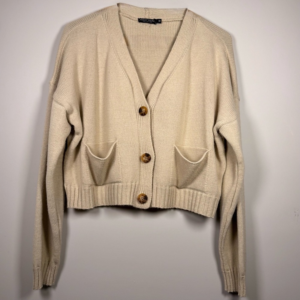 Nasty Gal Cream Button-down Cardigan